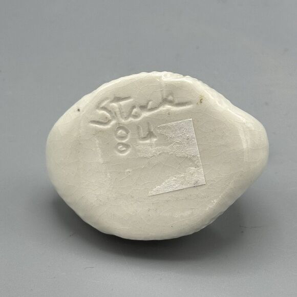 Vtg Small Swan Figurine Planter Black Beak '84 Stock Heaving Crazing 3" Birds - Picture 2 of 8